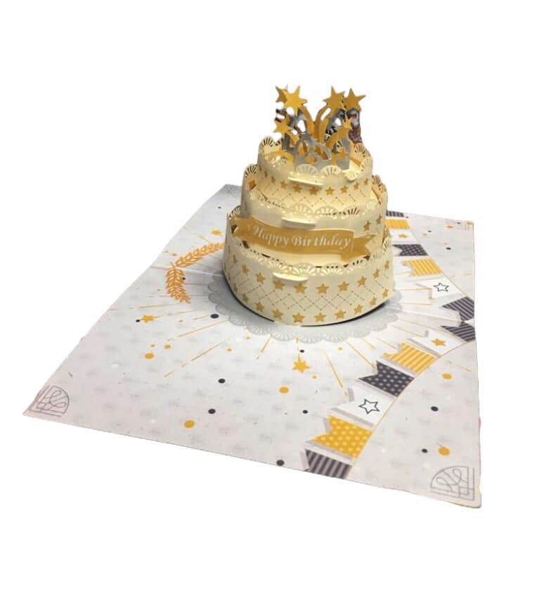 BIGLIETTO TORTA HAPPY BIRTHDAY - ORIGAMO