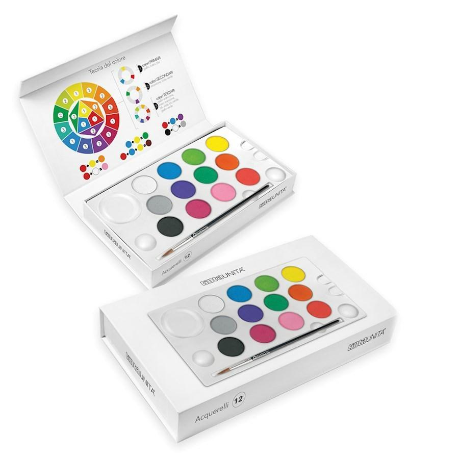Acquerelli in Magnetic Box da 12 - Tinta Unita