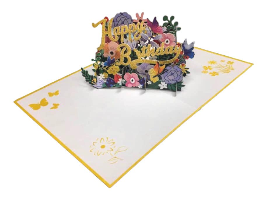 BIGLIETTO HAPPY BIRTHDAY FLOWER - ORIGAMO