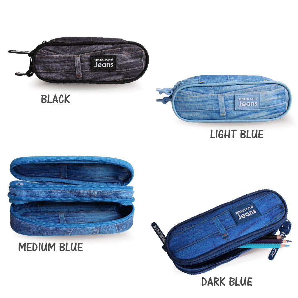 Astuccio 2 piani - Tinta Unita Jeans