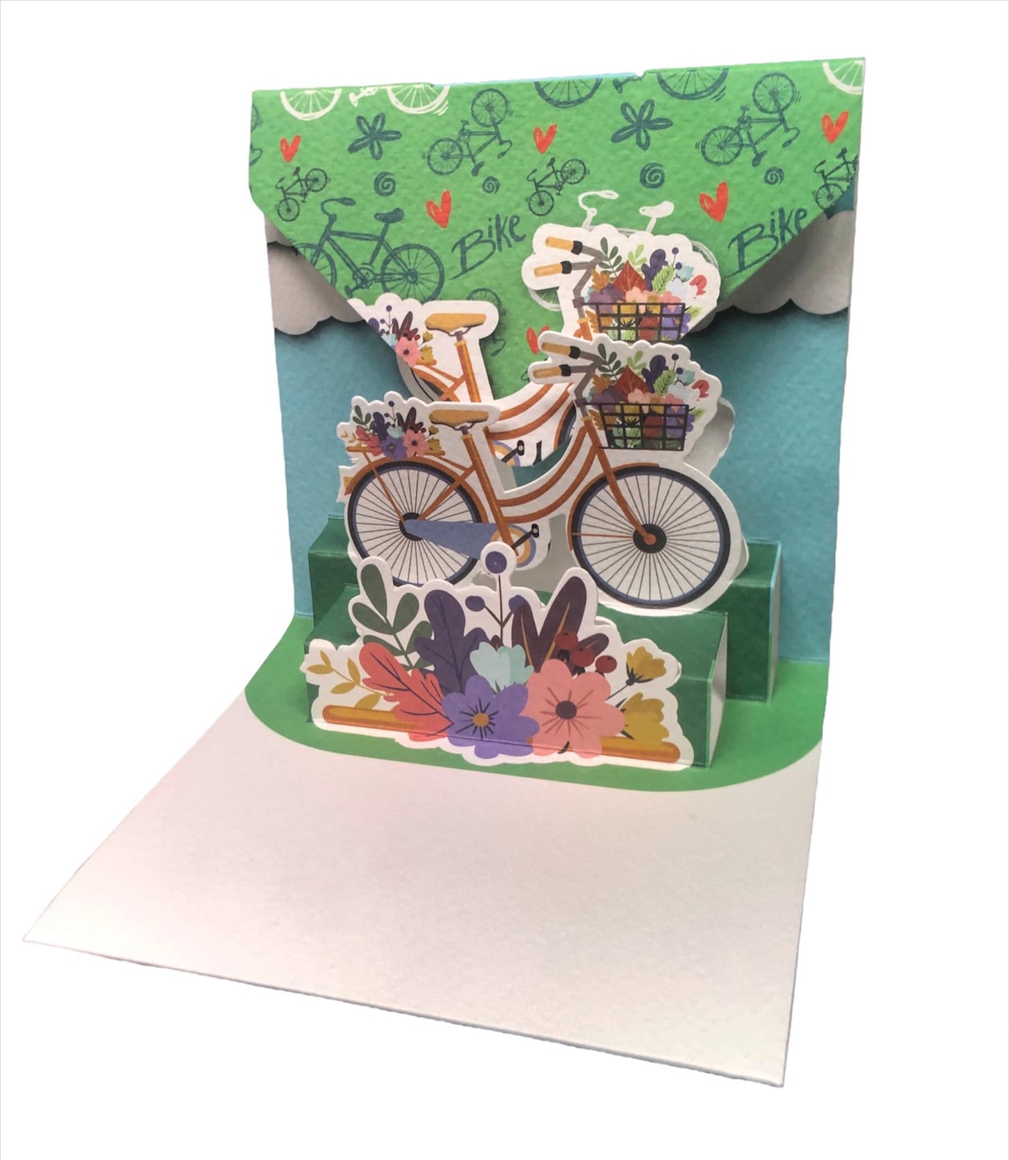 BIGLIETTO BICI E FIORI -ORIGAMO