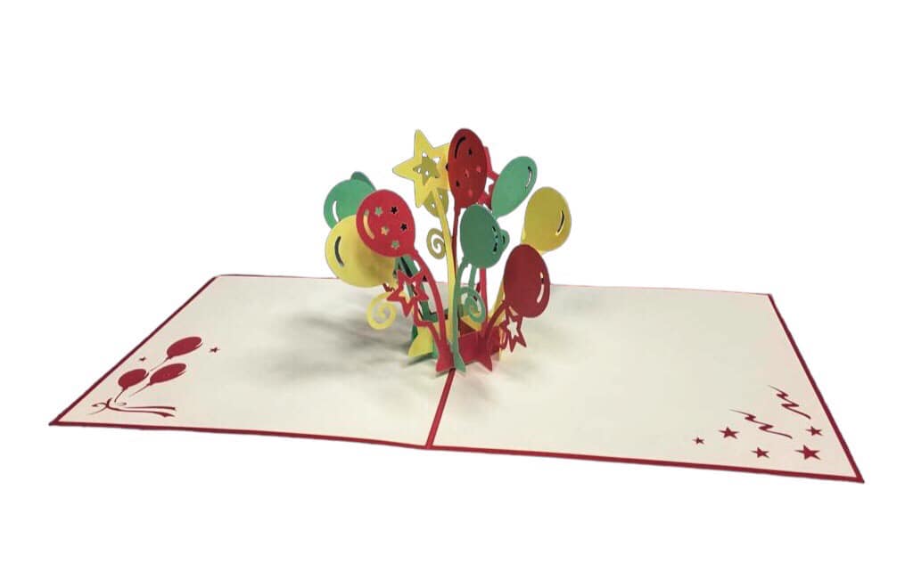 BIGLIETTO COMPLEANNO PALLONCINI - ORIGAMO