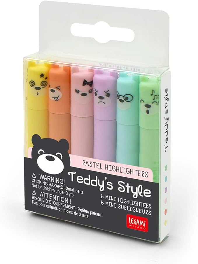 Set di 6 Mini Evidenziatori Pastello - Teddy's Style - Legami