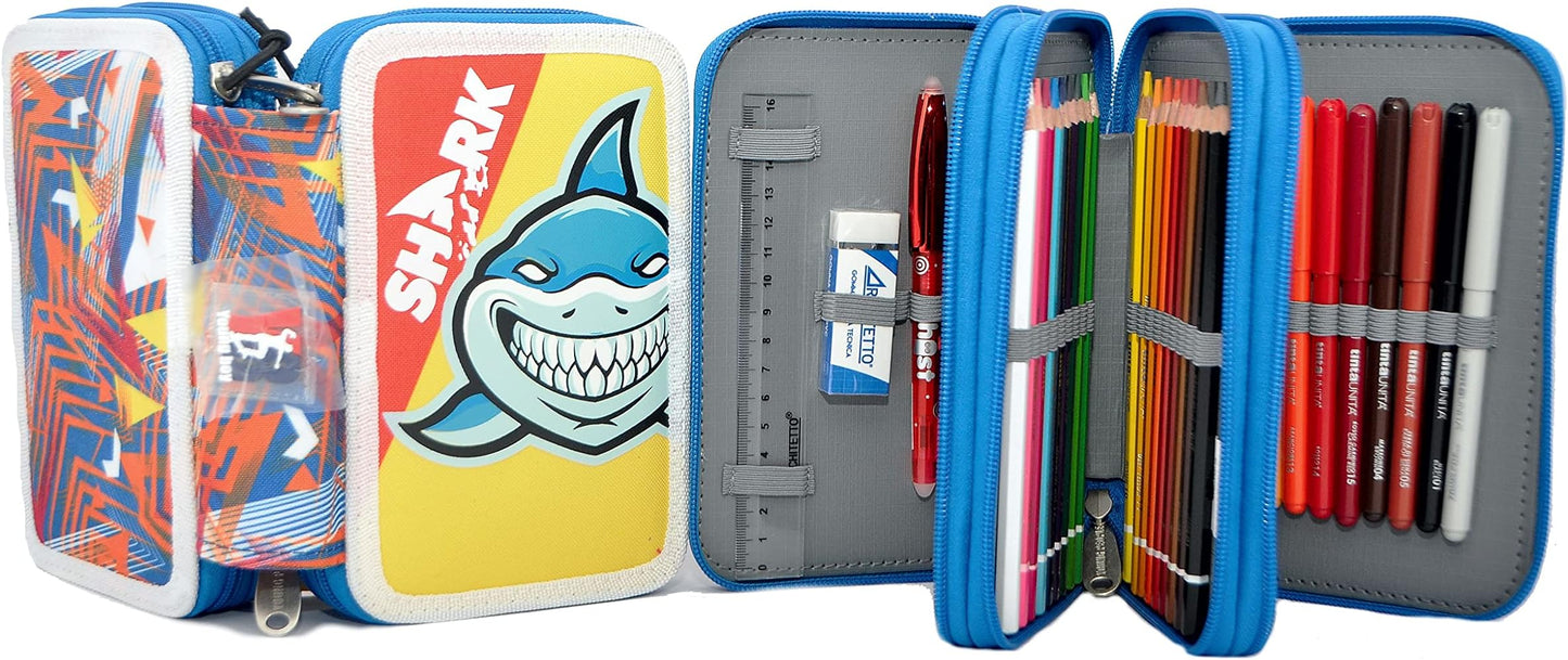 Astuccio 3 zip accessoriato Shark Young People - Tinta Unita