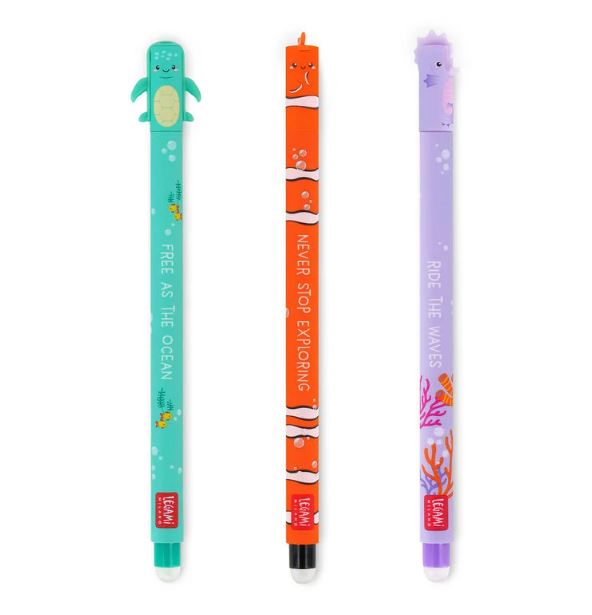 Set di 3 Penne Gel Cancellabili - Erasable Pen - Under the sea - Legami