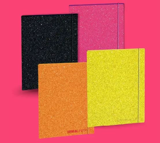 Cartella con elastico glitter - Tinta Unita Fluo