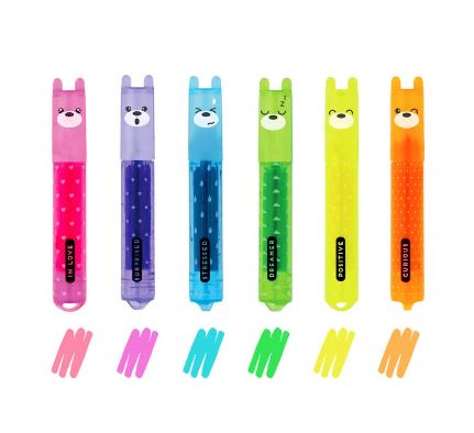 Set di 6 Mini Evidenziatori Fluo - Teddy's Mood - Legami