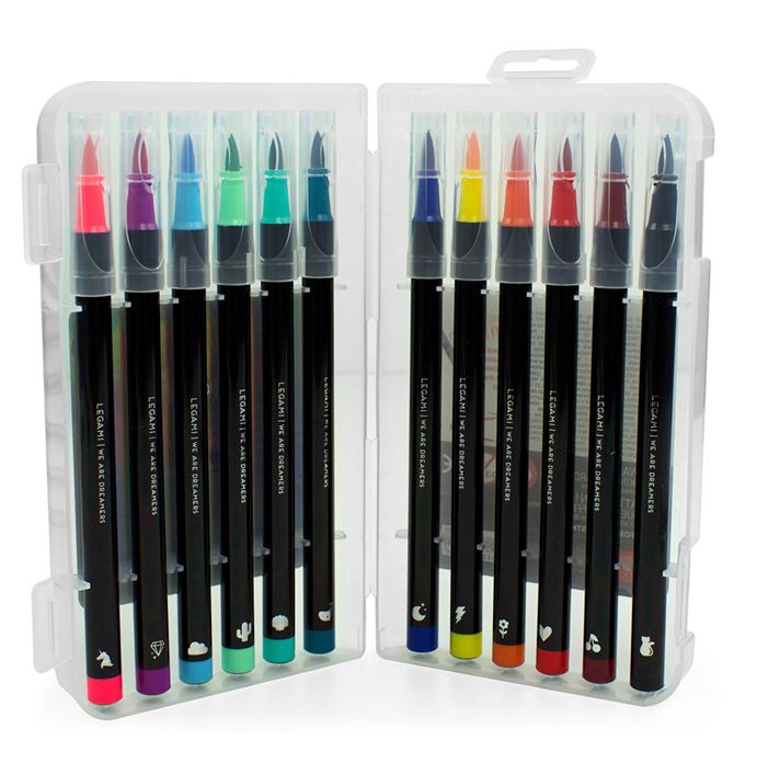 Set di 12 Pennarelli con Punta Pennello - Bright - Brush Markers