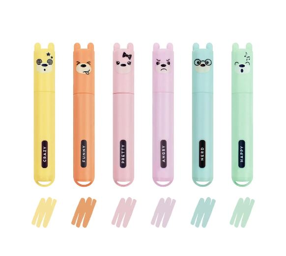 Set di 6 Mini Evidenziatori Pastello - Teddy's Style - Legami