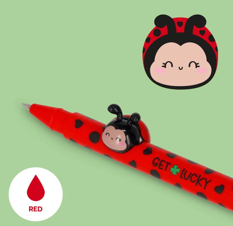 Penna Gel con Animaletto Decorativo Ladybug "Get Lucky" - Lovely Friends - Legami