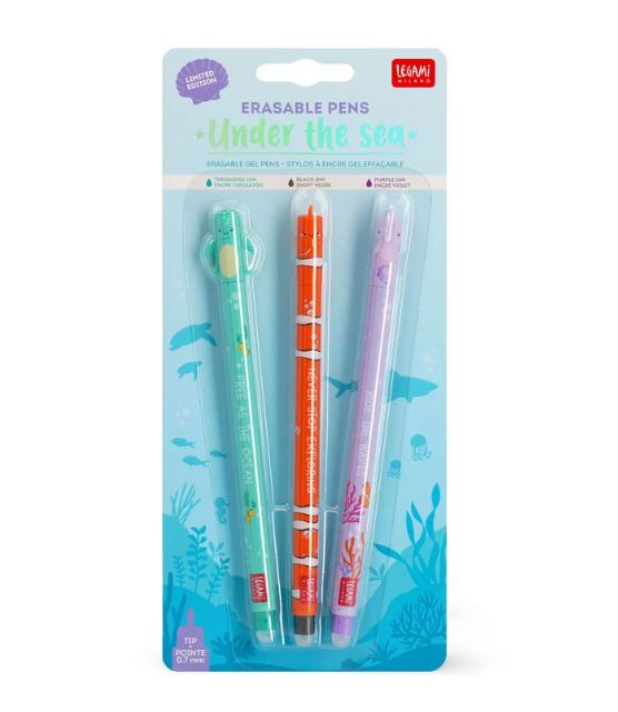 Set di 3 Penne Gel Cancellabili - Erasable Pen - Under the sea - Legami