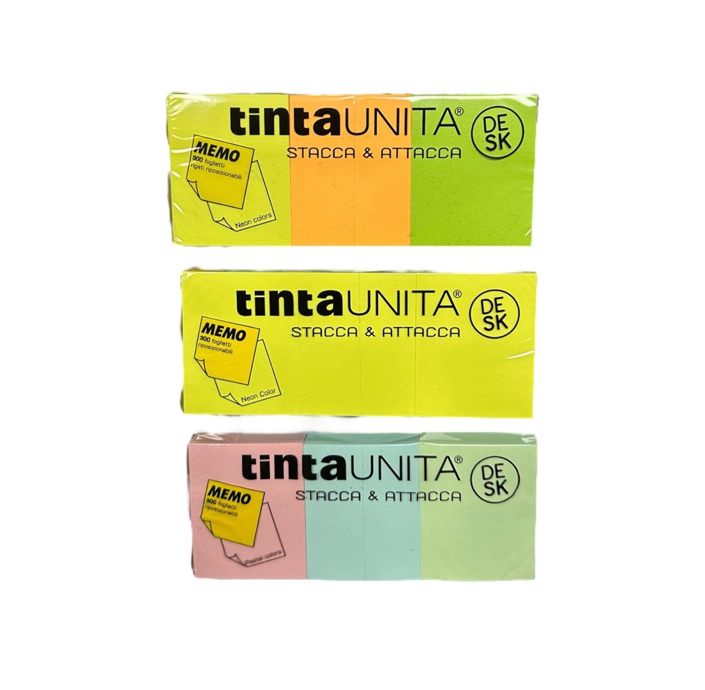 Post it Stacca&Attacca 300 foglietti Fluo - Tinta Unita Desk