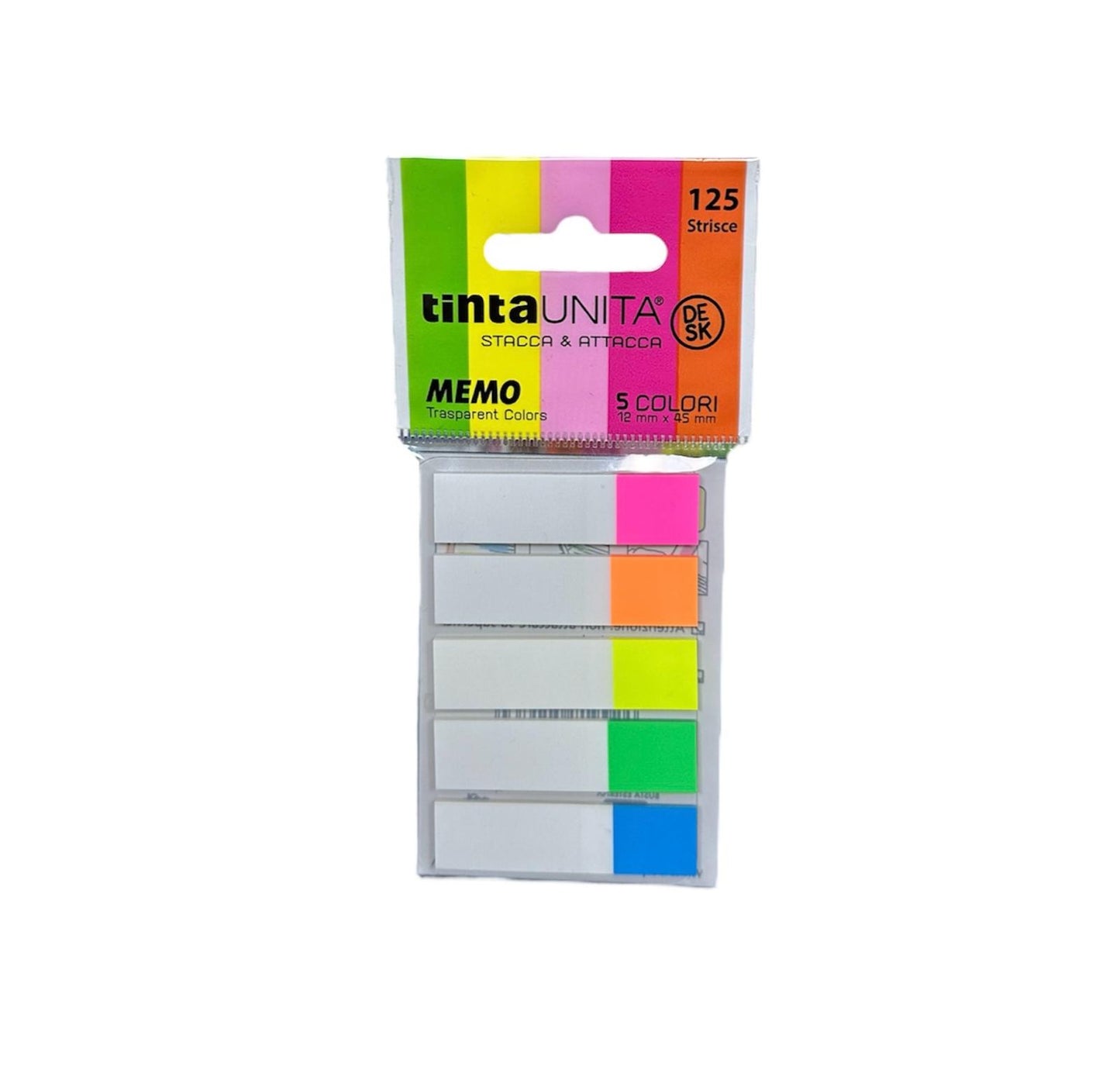 Segnapagina Stacca&Attacca 125 strisce Trasparent Colors Fluo - Tinta Unita Desk