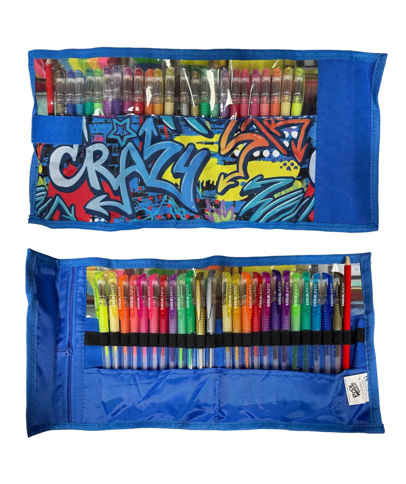 Rotolo astuccio 24 penne gel - Tinta Unita Glitterissima