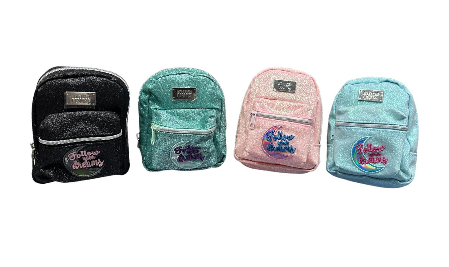 Mini zainetto portamonete con moschettone portachiavi - Tinta Unita Glamour