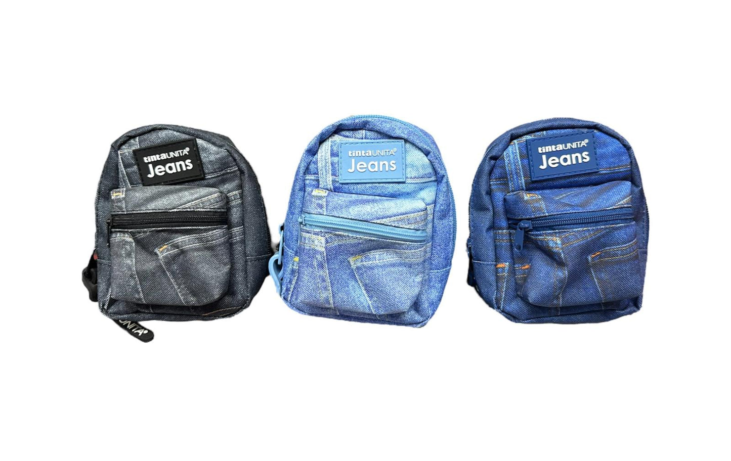 Mini zainetto portamonete con moschettone portachiavi - Tinta Unita Jeans