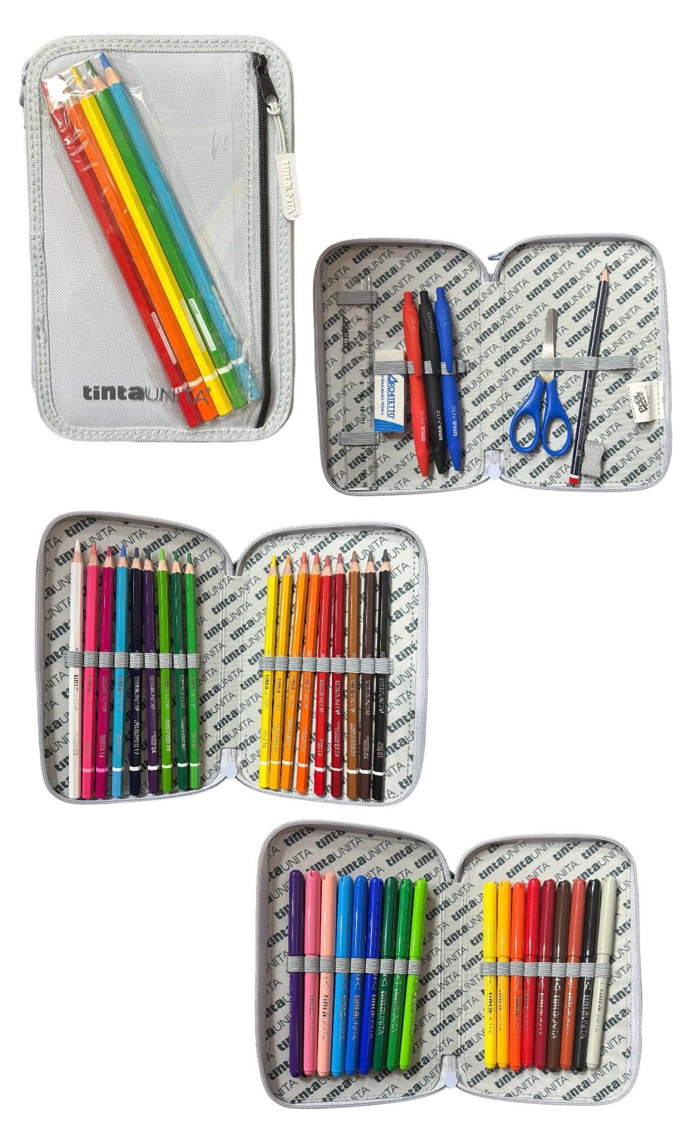 Astuccio 3 zip accessoriato con tasca frontale - Tinta Unita