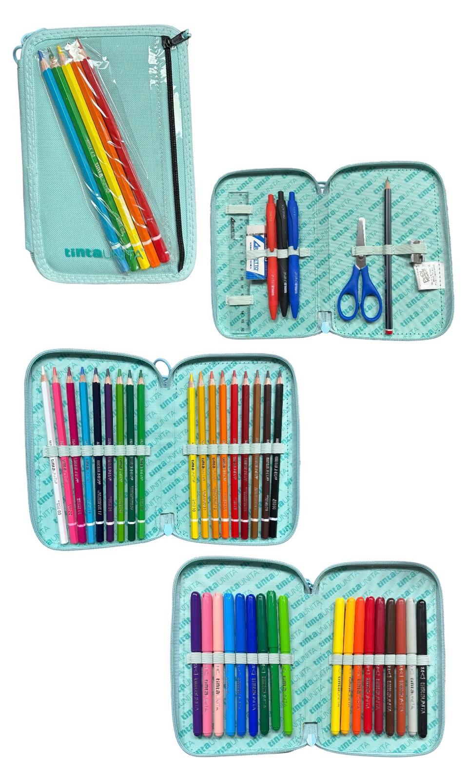 Astuccio 3 zip accessoriato con tasca frontale - Tinta Unita