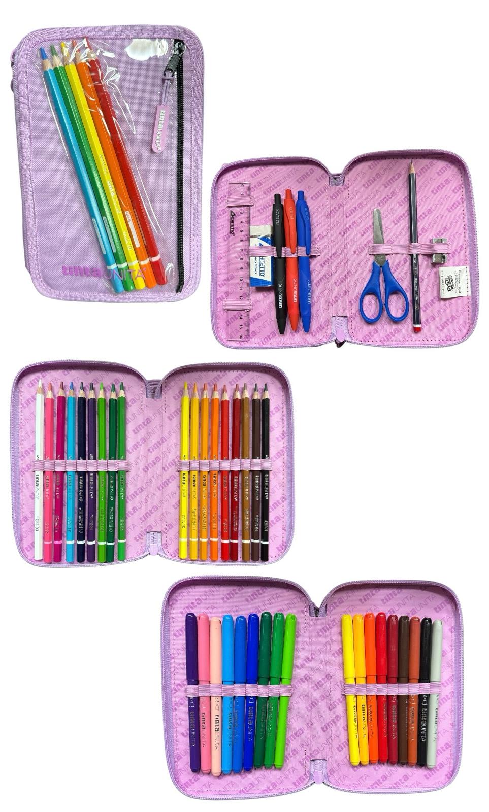 Astuccio 3 zip accessoriato con tasca frontale - Tinta Unita