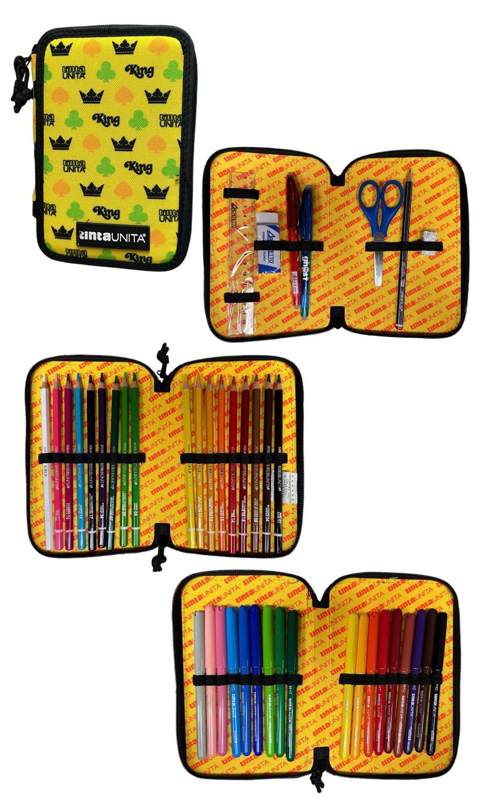 Astuccio 3 zip accessoriato - Tinta Unita King&Queen