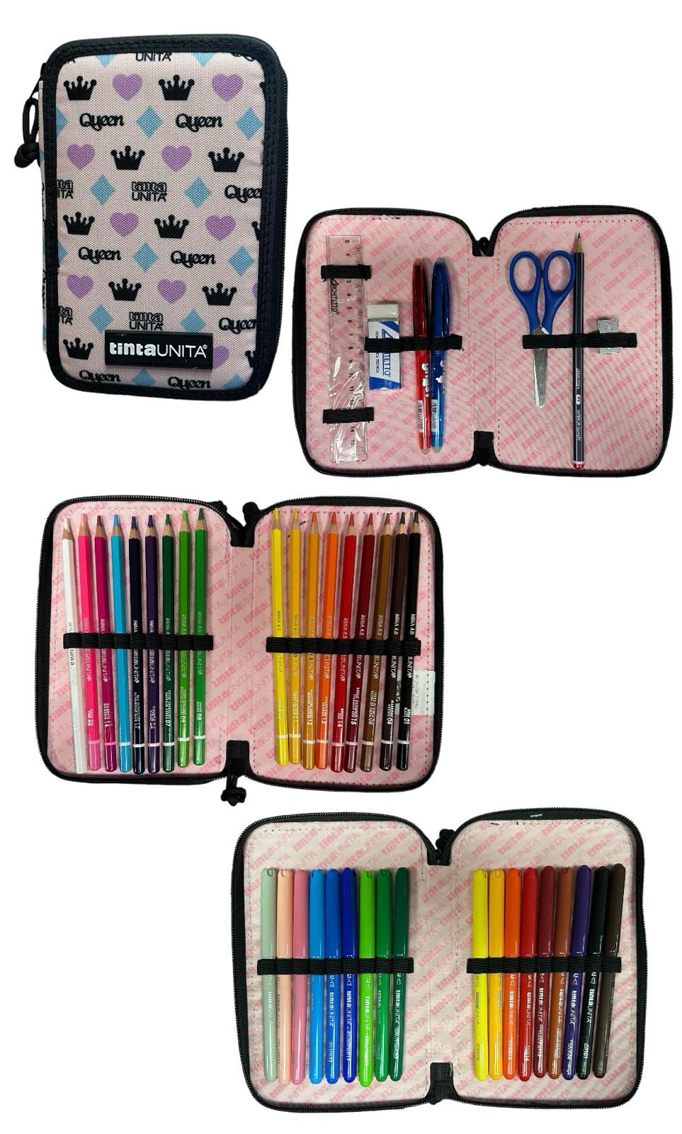 Astuccio 3 zip accessoriato - Tinta Unita King&Queen