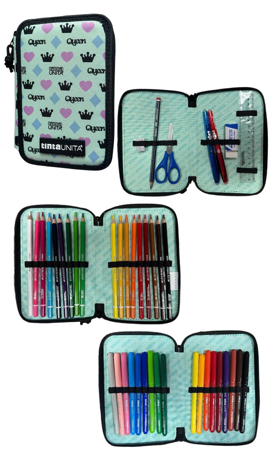 Astuccio 3 zip accessoriato - Tinta Unita King&Queen