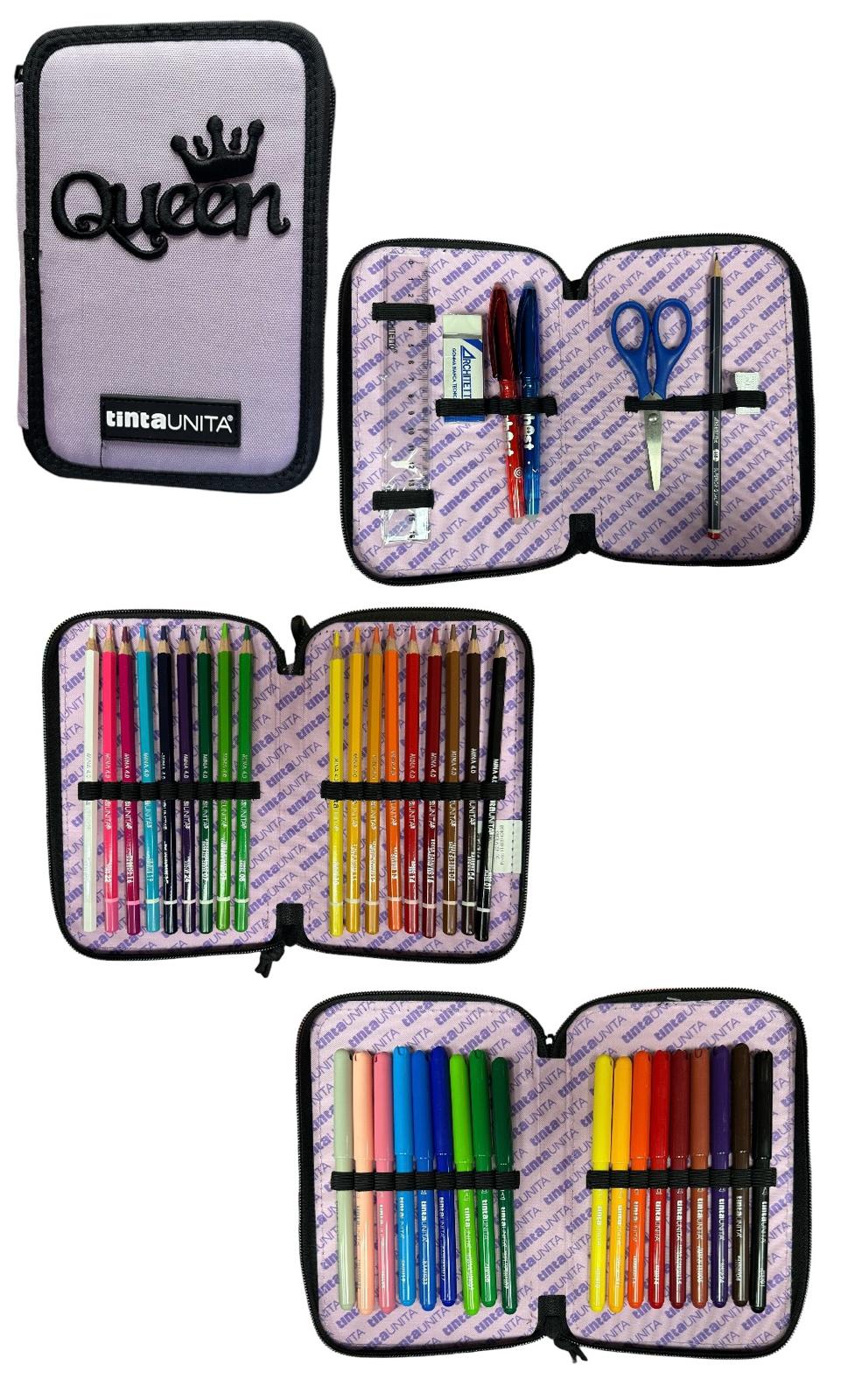Astuccio 3 zip accessoriato - Tinta Unita King&Queen