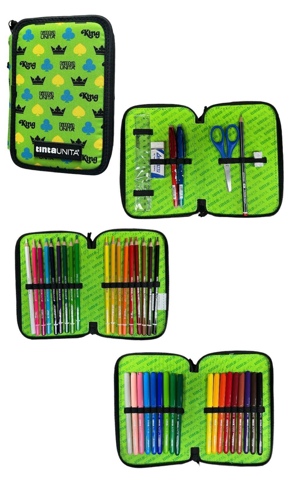 Astuccio 3 zip accessoriato - Tinta Unita King&Queen