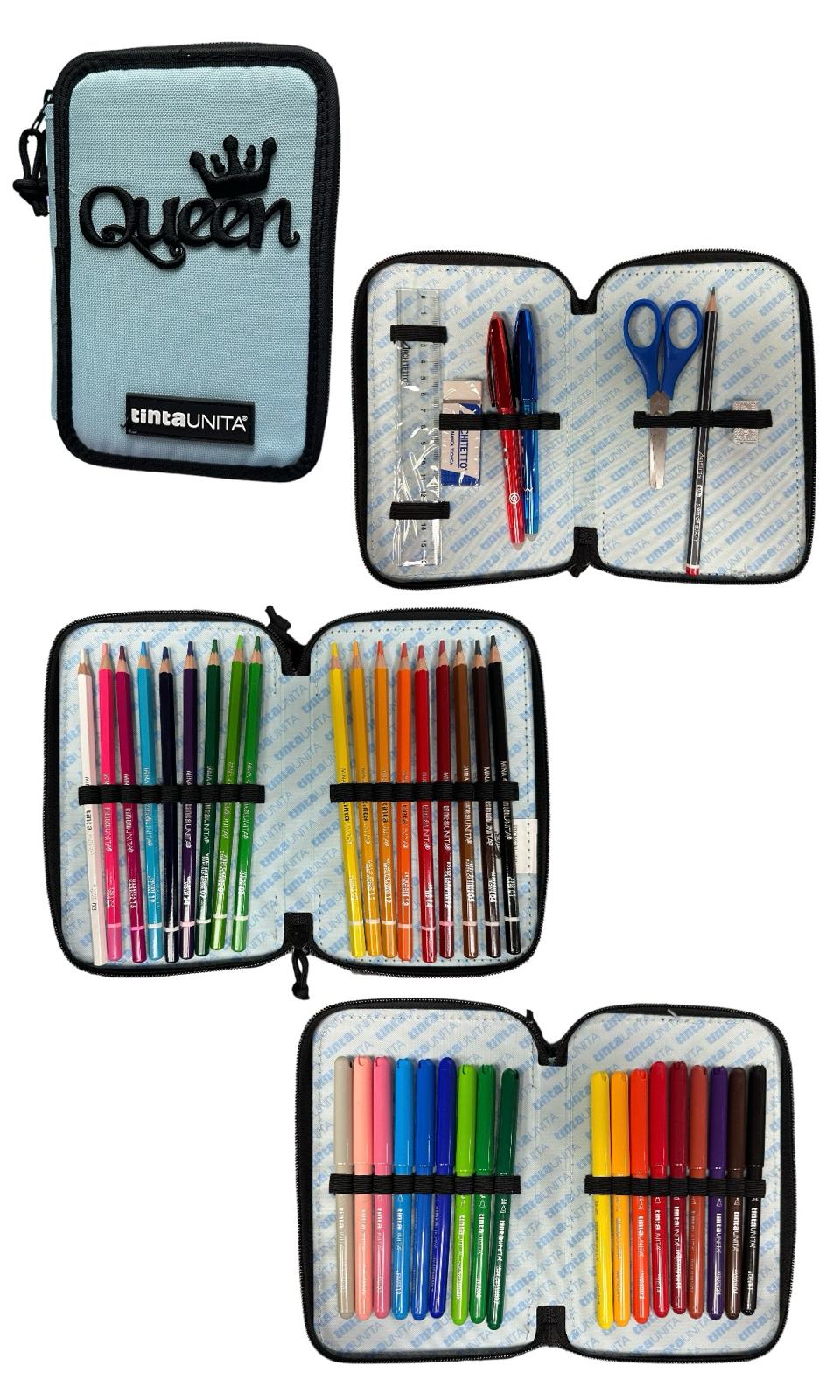 Astuccio 3 zip accessoriato - Tinta Unita King&Queen