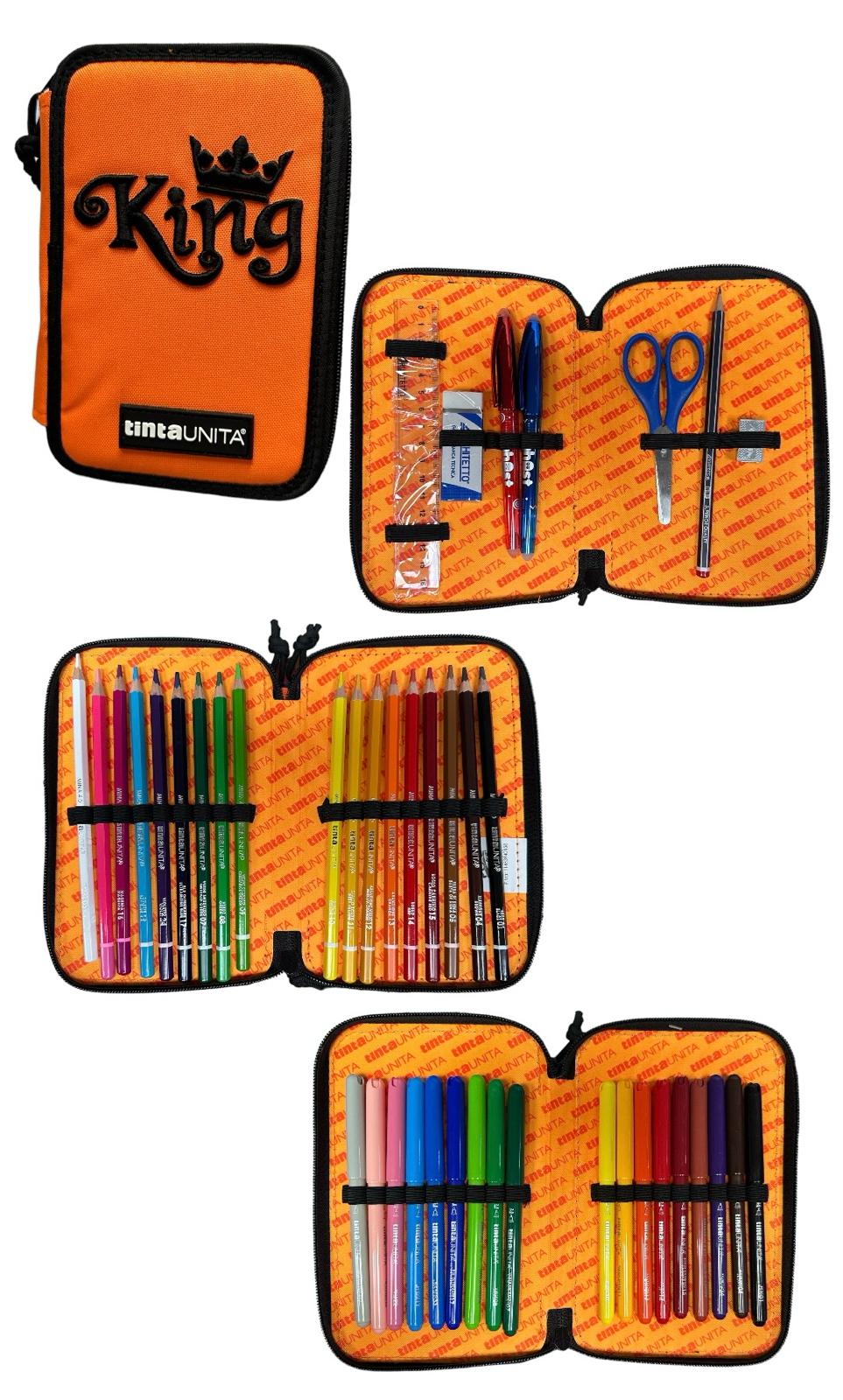 Astuccio 3 zip accessoriato - Tinta Unita King&Queen