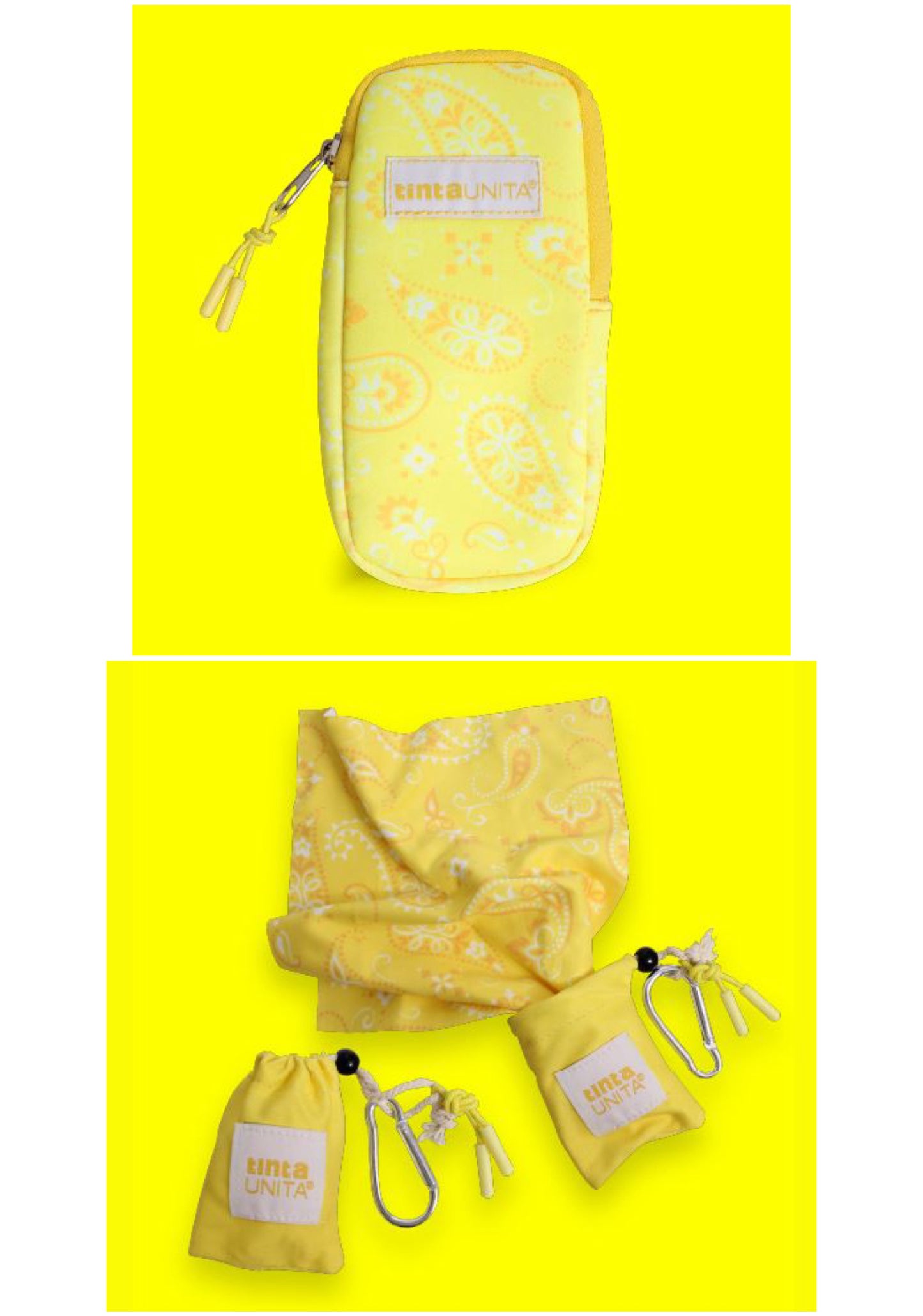 Set Astuccio portatutto + portachiavi con panno - Tinta Unita Fluo