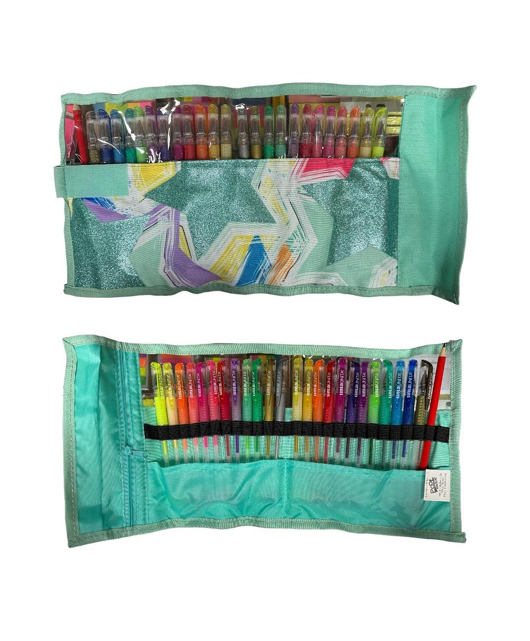 Rotolo astuccio 24 penne gel - Tinta Unita Glitterissima