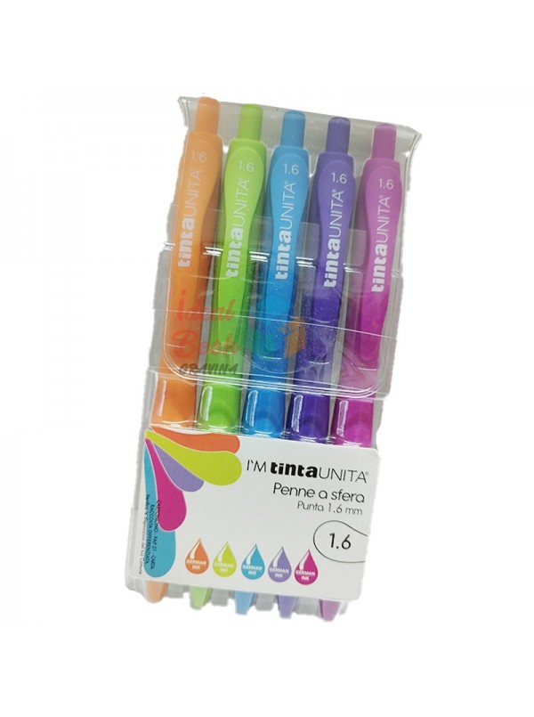 Set da 5 Penne a scatto colorate I'M Tinta Unita in astuccio trasparente