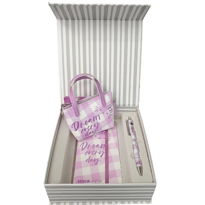 Gift Set Scatola Regalo Penna + Borsetta + Taccuino - Tinta Unita Hello Kitty
