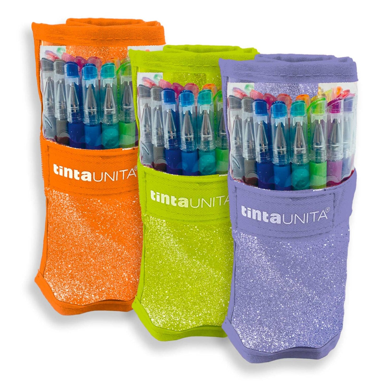 Rotolo astuccio 25 penne gel colorate - Tinta Unita Glitterissima
