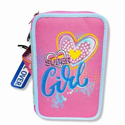 Astuccio 3 zip accessoriato Super Girl - Tinta Unita