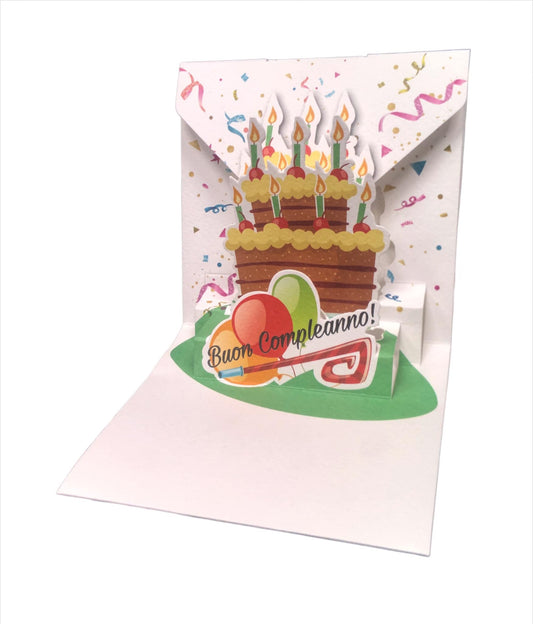 BIGLIETTO COMPLEANNO TORTA - ORIGAMO