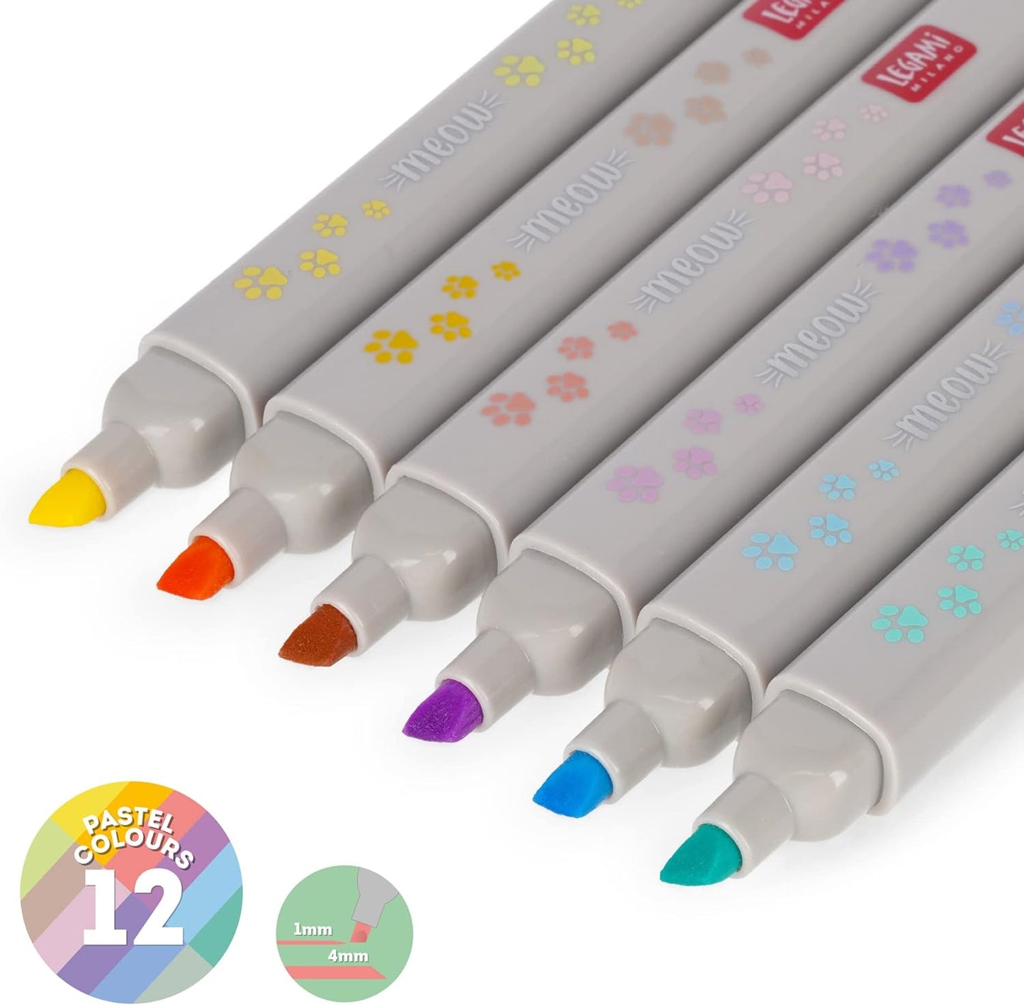 Set di 6 Evidenziatori Pastello Doppia Punta - Meow - Legami