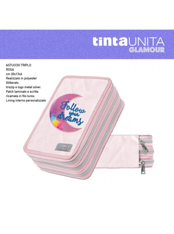 Astuccio 3 zip accessoriato - Tinta Unita Glamour