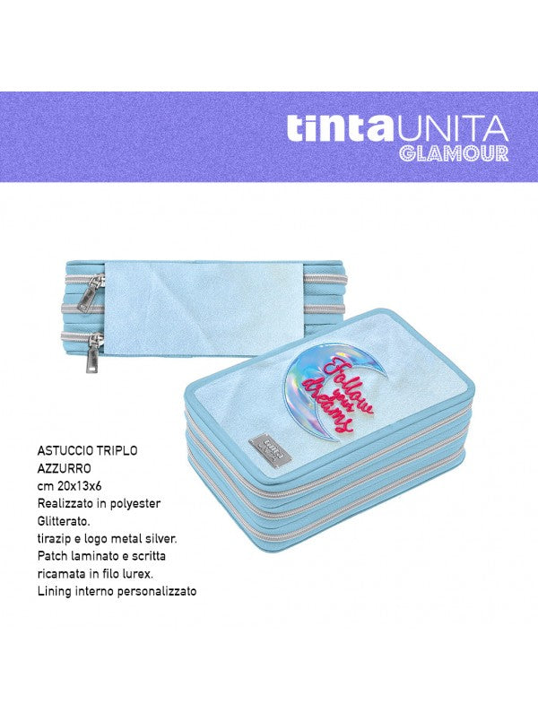 Astuccio 3 zip accessoriato - Tinta Unita Glamour