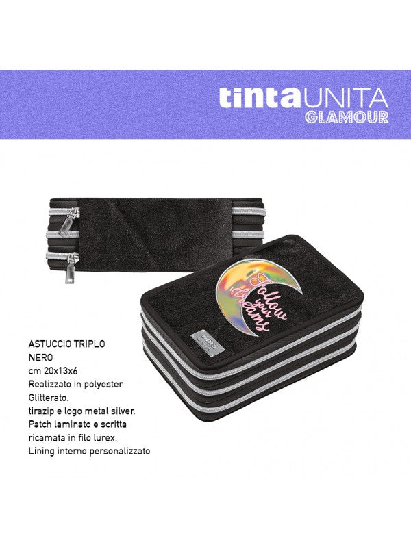 Astuccio 3 zip accessoriato - Tinta Unita Glamour