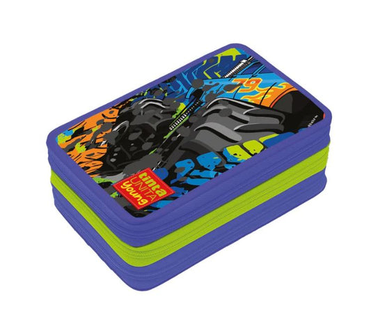 Astuccio 3 Zip Monster Truck - Tinta Unita Young