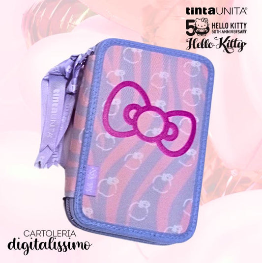 Astuccio 3 zip accessoriato Hello Kitty - Tinta Unita