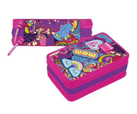 Astuccio 3 Zip Crazy Girl - Tinta Unita Click Clack