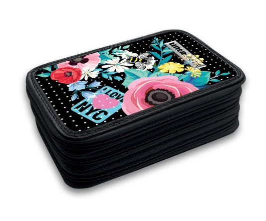 Astuccio 3 Zip Flower - Tinta Unita