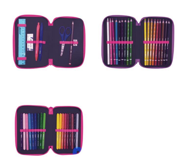 Astuccio 3 Zip Crazy Girl - Tinta Unita Click Clack