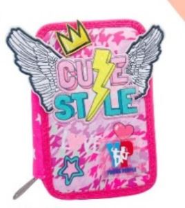 Astuccio 3 zip accessoriato Cute Style Young People - Tinta Unita