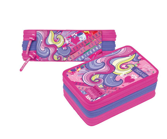 Astuccio 3 Zip Unicorno - Tinta Unita Young