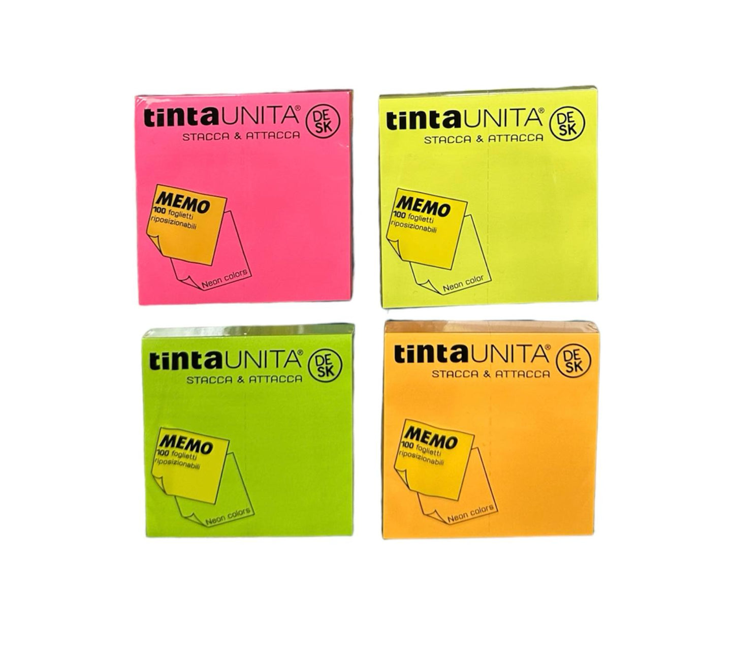 Post it Stacca&Attacca 100 foglietti Fluo - Tinta Unita Desk