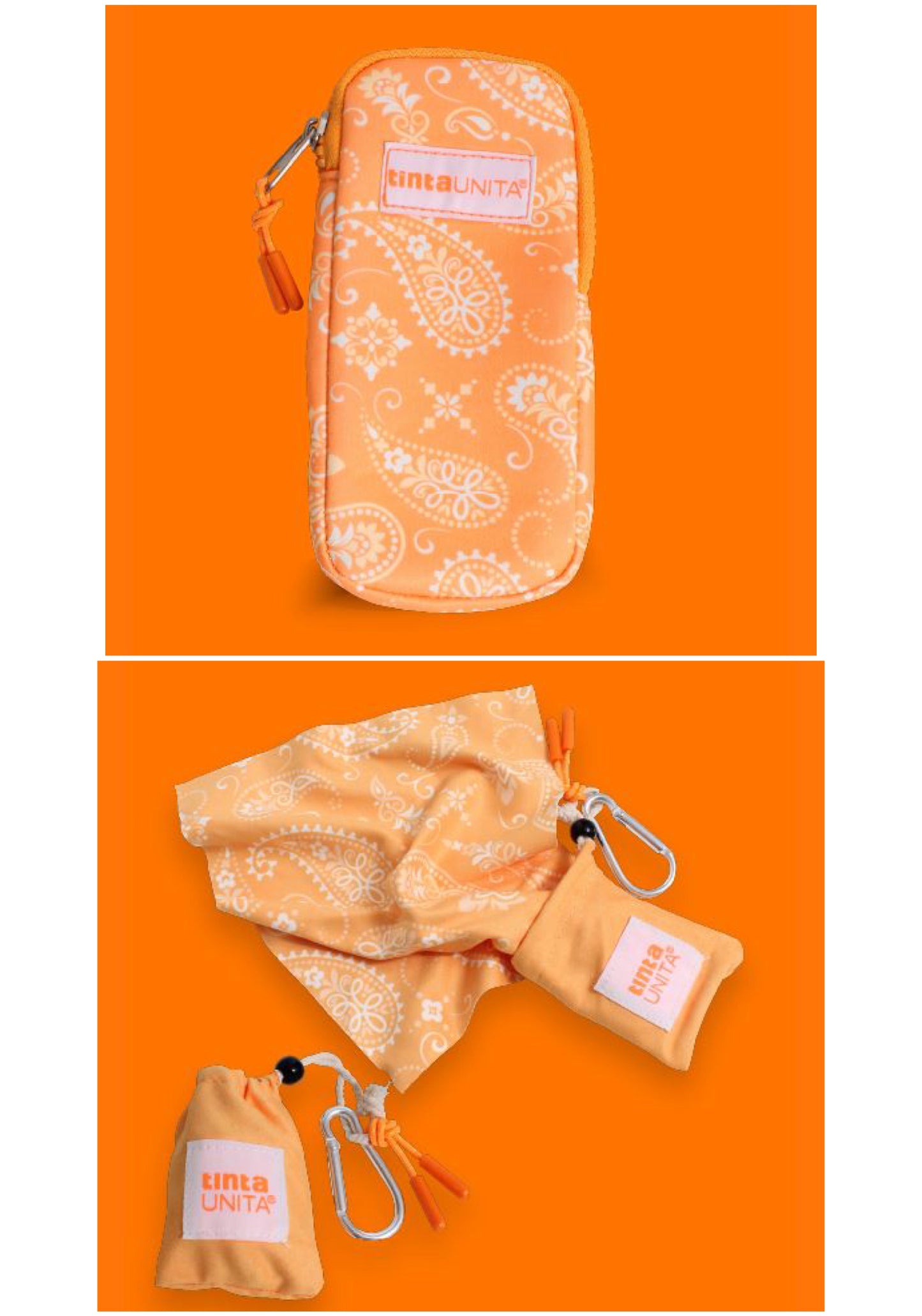 Set Astuccio portatutto + portachiavi con panno - Tinta Unita Fluo